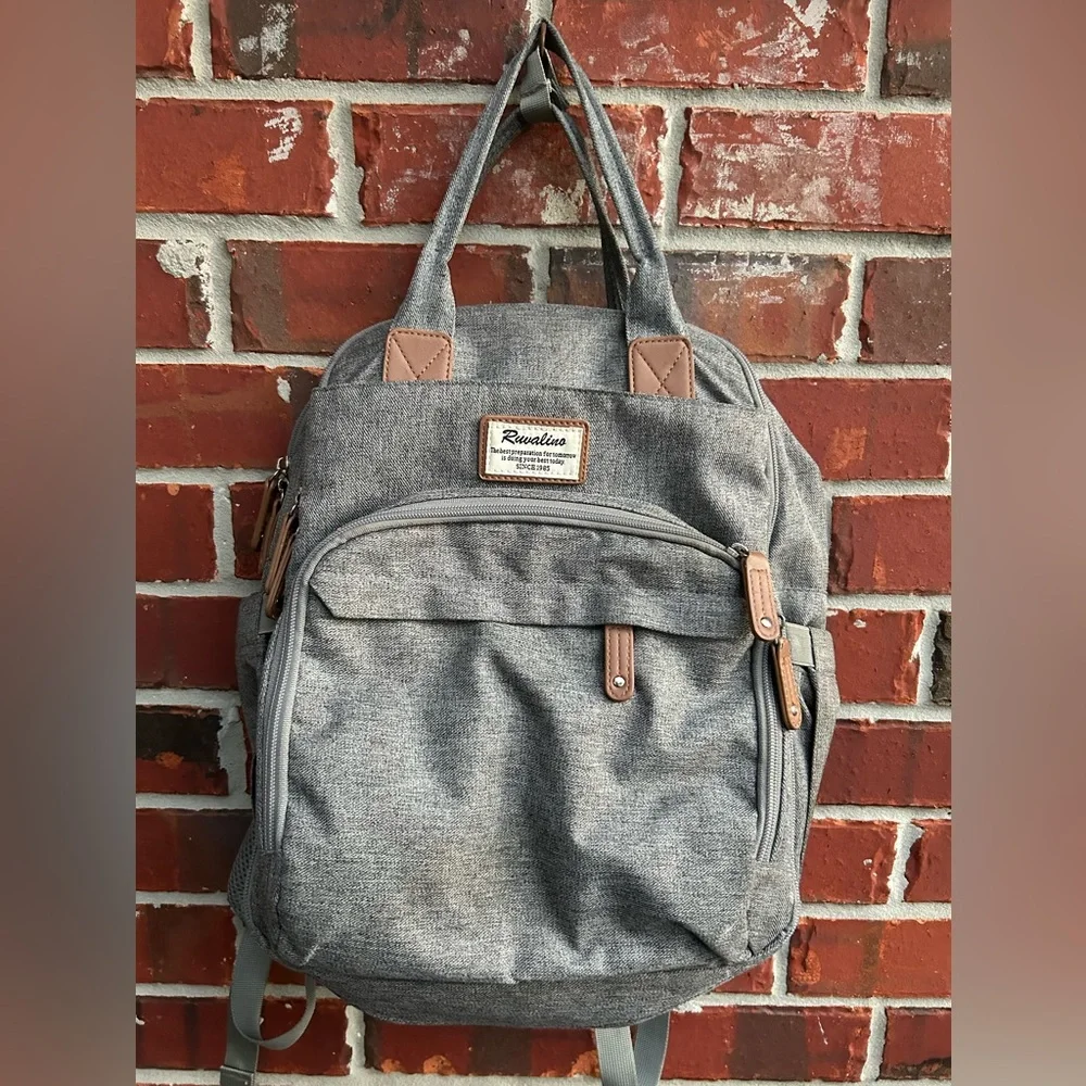 RUVALINO Gray Waterproof Multifunction Large Capacity Diaper Bag Backpack Z3